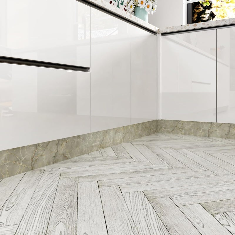 Wallercity Marble Green Wallpaper Borders for Mirror Frame Border Contact Paper for Bathroom Green Marble Frame Stickers for Wall Decor Vinyl Waterproof Peel and Stick Wallpaper Border 3.94''x197'' - Image 3